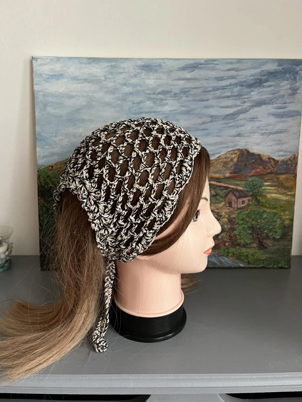 Bandana bandeau foulard headband pañuelo Coton Noir Beige Taille unique adulte e